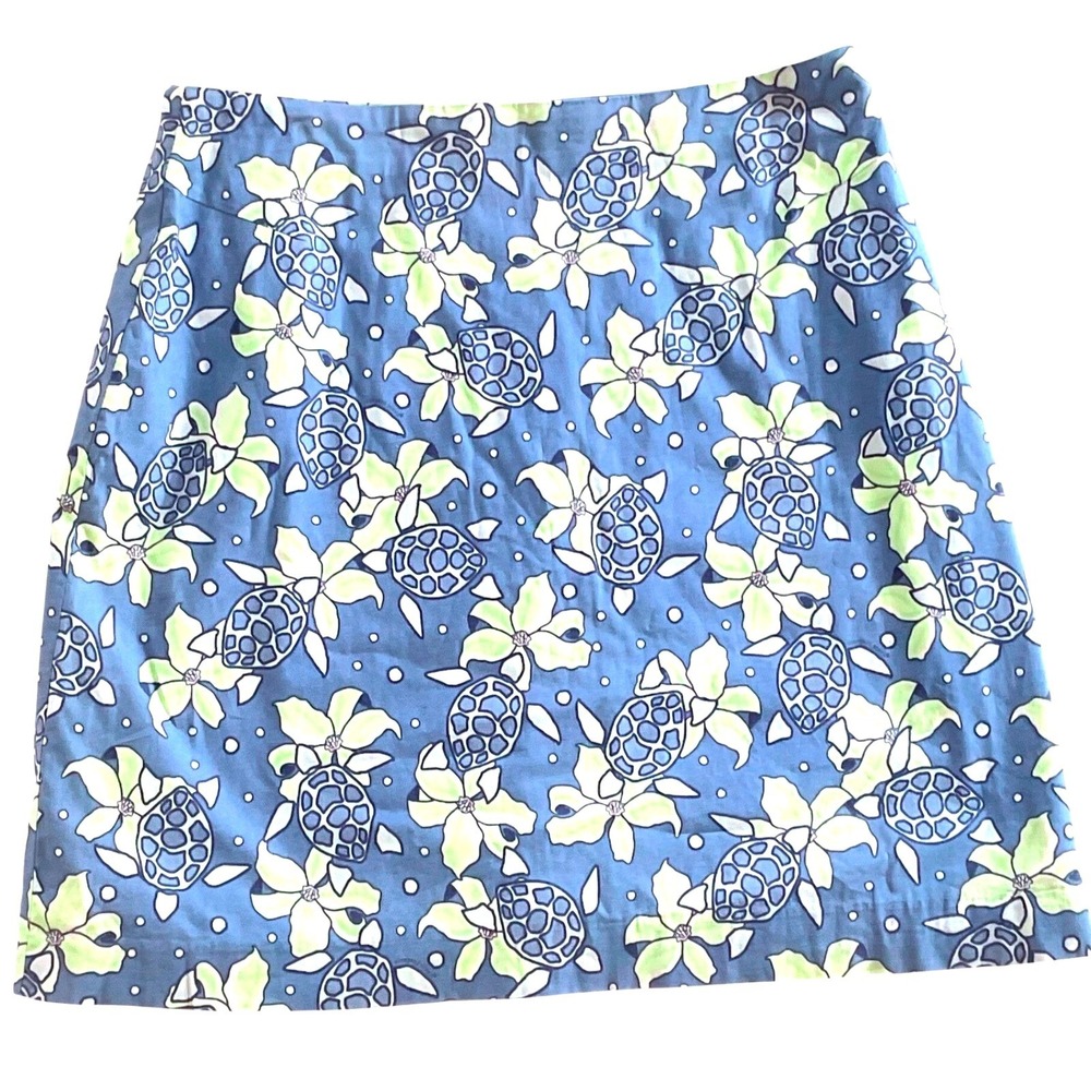 VINEYARD‎ VINES womens cotton skirt tropical resort wear sea turtle blue M 8 10